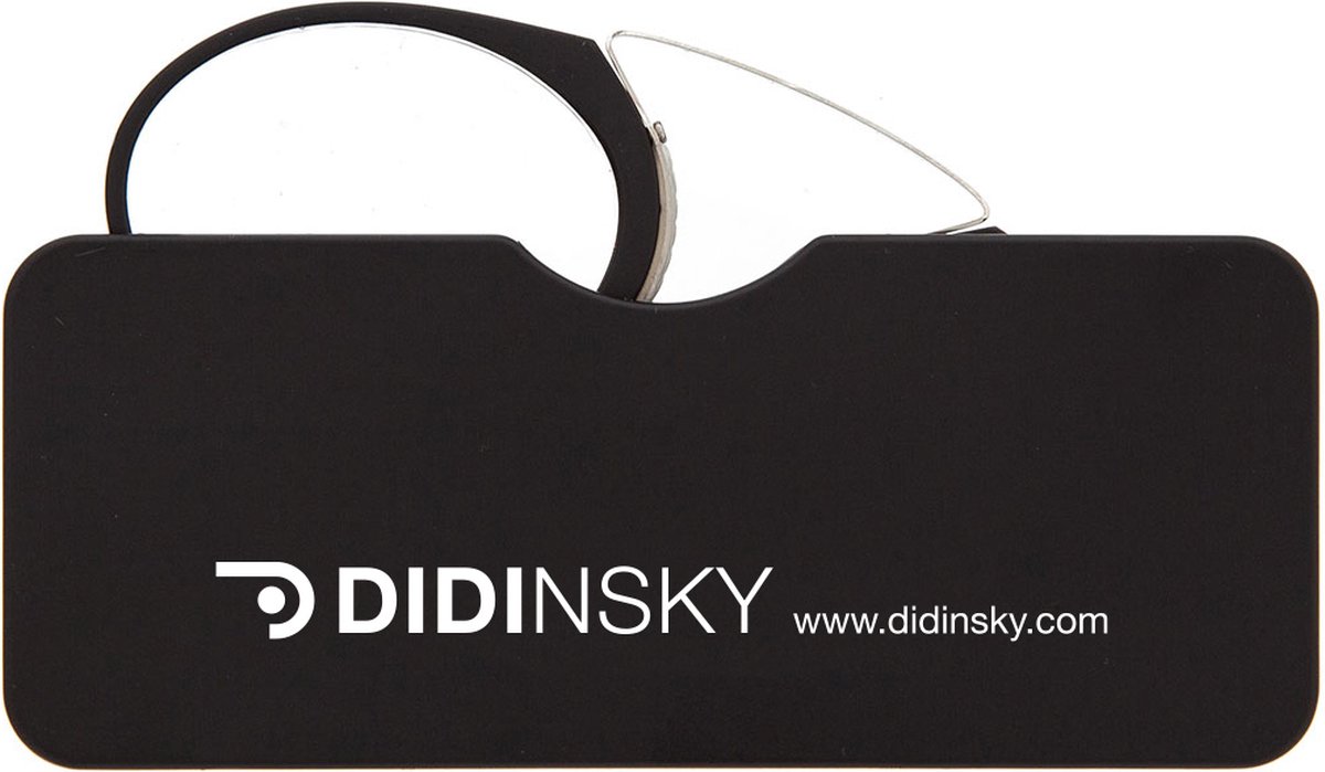 Didinski ORSAY Leesbril Zonder Poten - Zwart +2,0 Ovaal - Neus leesbril - Pince Nez - Knijpbril - Handig kleine leesbril - Compacte leesbril