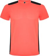 Fluor Koraal met Zwart unisex sportshirt korte mouwen Detroit merk Roly maat M