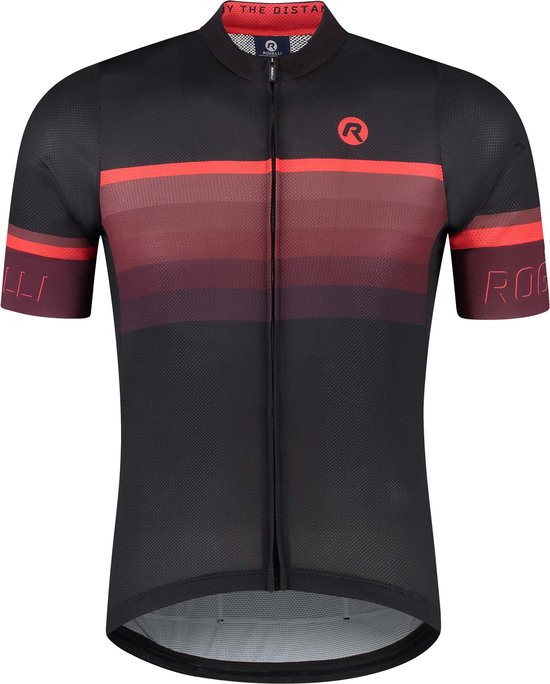 Rogelli Hero II - Maillot Cyclisme Manches Courtes - Homme - Taille L - Rouge, Bordeaux, Zwart