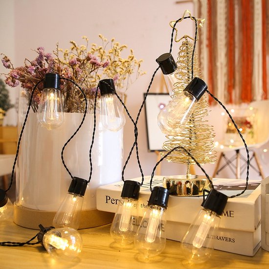 Solar LED lichtsnoer - solar 10 Edison-lampjes - feestverlichting | bol.com
