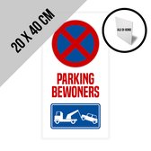 Pictogram/ bord op alu di-bond | "Parking bewoners" | 20 x 40 cm | Dikte: 3 mm | Aluminium | Privaat parking | Niet parkeren | Residentieel | Privé eigendom | Appartementsgebouw | Parkeerplaats bewoners | 1 stuk