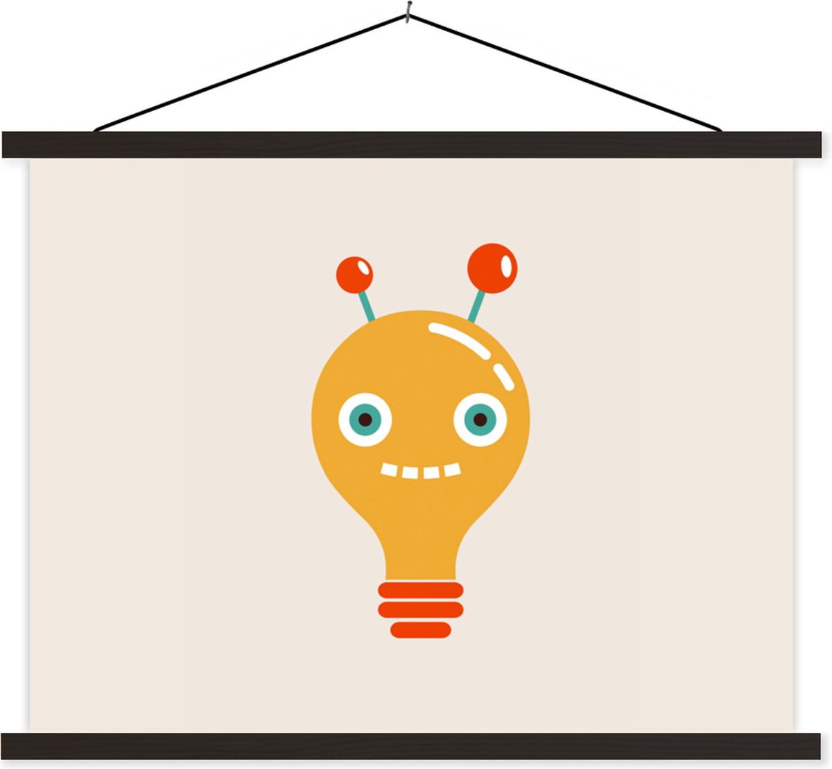 Posterhanger incl. Poster 40x30 cm - Schoolplaat - Robot - Gloeilamp - Gezicht - Antenne -