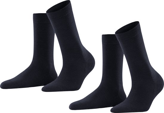 FALKE Softmerino 2-Pack warme ademende merinowol katoen multipack sokken dames blauw - Maat 37-38