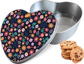 Pot à biscuits Always Have Flowers Heart - Boîte de rangement 14x15x5 cm