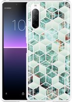 Sony Xperia 10 II Hoesje Groen Hexagon Marmer Designed by Cazy