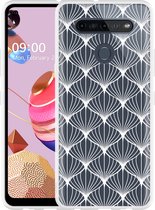 LG K51S Hoesje White Abstract Pattern - Designed by Cazy