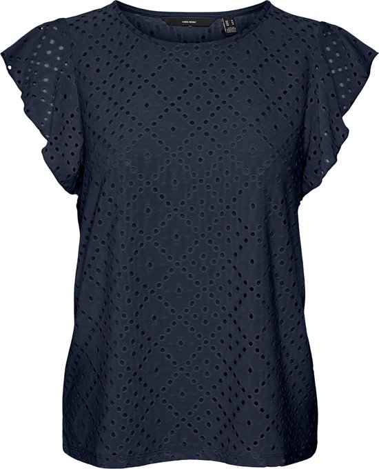 VERO MODA VMTASSA SL FRILL TOP NOOS Dames T-shirt - Navy Blazer
