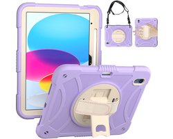 Mobigear SureGrip Tablethoes geschikt voor Apple iPad 10 (2022) Hardcase Backcover + Stylus Houder + Schouderband + Standaard - Paars