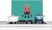 Spatscherm keuken 60x40 cm - Kookplaat achterwand Robot - Speelgoed - Gezicht - Roze - Jongens - Kinderen - Muurbeschermer - Spatwand fornuis - Hoogwaardig aluminium