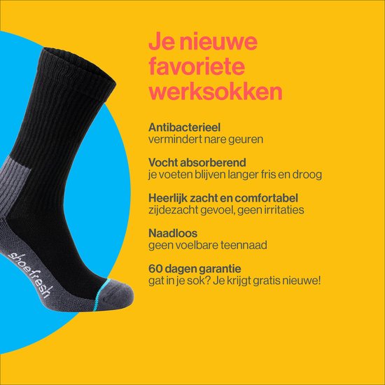 Chaussettes de travail homme avec talon et pointe renforcés - 12 paires -  Zwart 