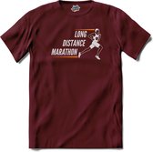 Long Distance Marathon | Hardlopen - Rennen - Sporten - T-Shirt - Unisex - Burgundy - Maat XXL
