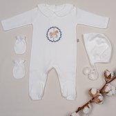Vêtements nouveau né - Vêtement Bébé fille- Vêtements Bébé Garçons-Vêtement bébé- Set 4/pièce- 0-3 mois- Bonnet nœud bébé- Brodé main- 100% coton bio avec certificat Bébé