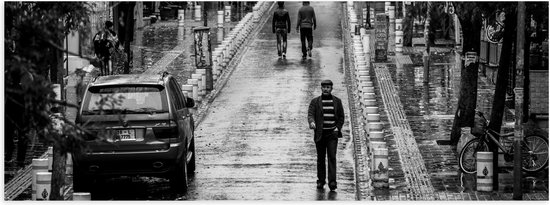 WallClassics - Poster Brillant - Village en Zwart& Blanc - 120x40 cm Photo sur Papier Poster avec Finition Brillante