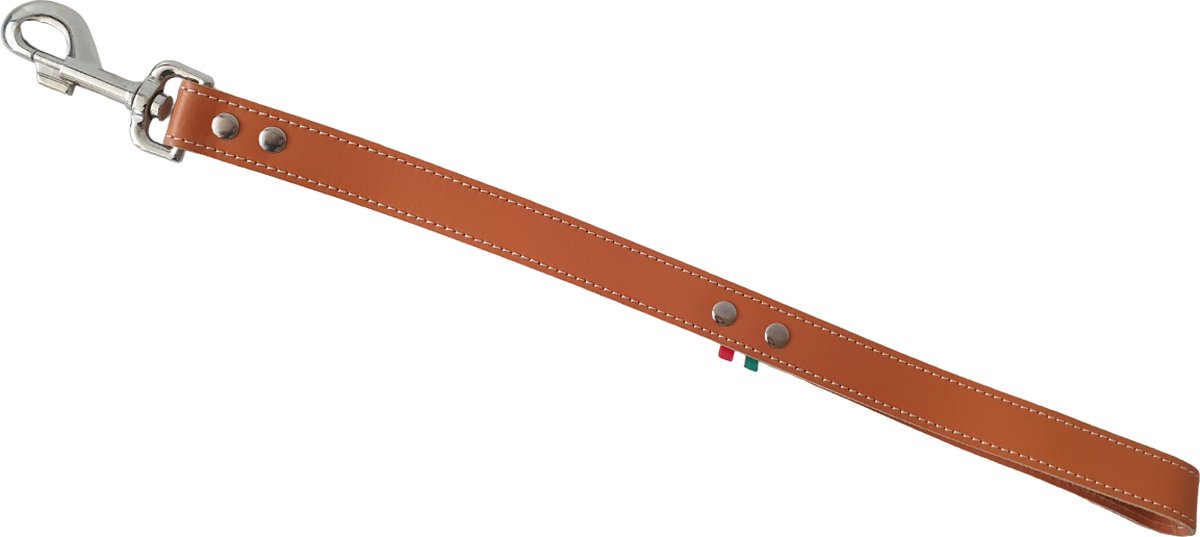 JACK AND VANILLA Double Hondenriem / Hondenlijn - Echt Leder - Naturel - Breedte 25 mm - Lengte 50 cm