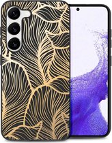 iMoshion Hoesje Geschikt voor Samsung Galaxy S23 Hoesje Siliconen - iMoshion Design hoesje - Goud / Golden Leaves