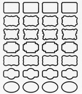Autocollants QUVIO - Avec cadre - Set de 140 - Avec cadre - Différentes formes - Étiquette de cuisine - Étiquettes de cuisine - Étiquettes à épices - Pour pots à épices