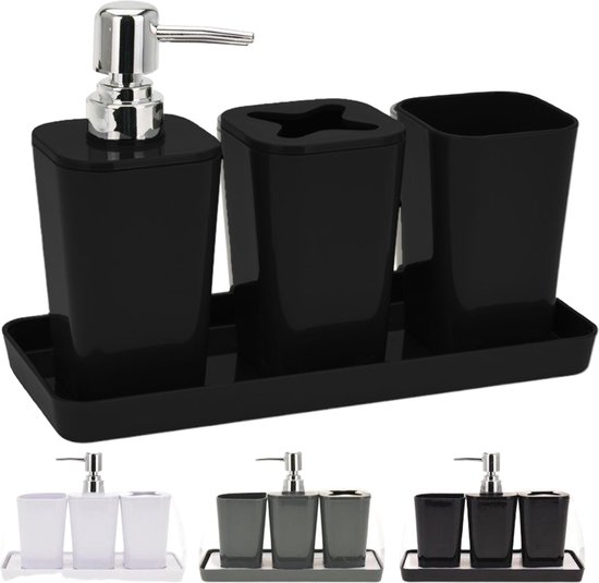 Set de 4 accessoires pour salle de bain noir