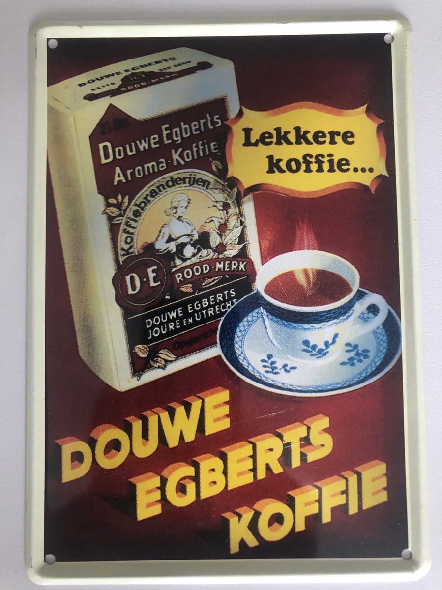 Douwe Egberts Koffie bordje / 14 x 10 cm / Nostalgisch bordje