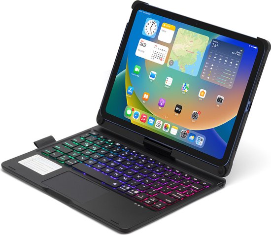 CaseBoutique Bluetooth Keyboard Case met Muis Trackpad en 360 graden scharnier - Compatible met iPad 10.9 (10e generatie) - QWERTY indeling - Zwart