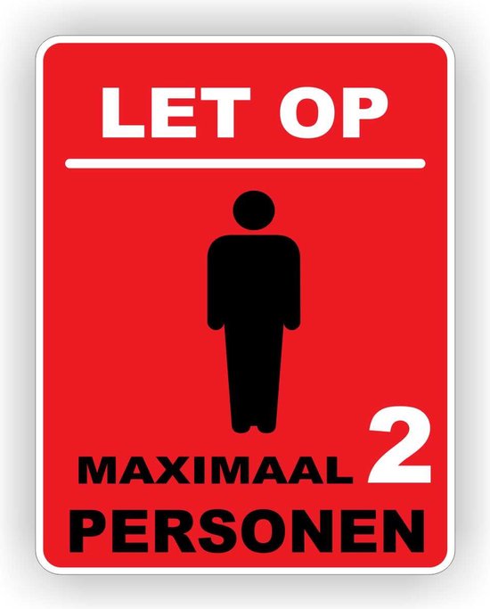 Maximaal 2 personen in deze ruimte sticker. bol
