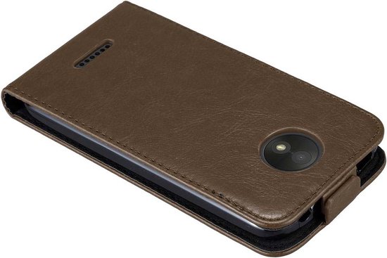 Coque Cadorabo pour Motorola MOTO C PLUS en COFFEE BROWN - Coque de protection au design rabattable avec fermeture magnétique