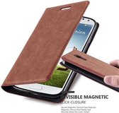 Cadorabo Hoesje voor Samsung Galaxy S4 in CAPPUCCINO BRUIN - Beschermhoes met magnetische sluiting, standfunctie en kaartvakje Book Case Cover Etui