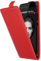 Cadorabo Hoesje geschikt voor Huawei P10 PLUS in INFERNO ROOD - Beschermhoes in flip-design Case Cover van getextureerd imitatieleer