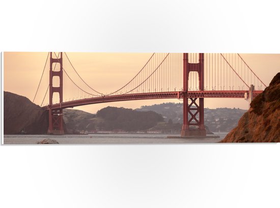 PVC Schuimplaat - Rode Brug - San Francisco - 60x20 cm Foto op PVC Schuimplaat (Met Ophangsysteem)