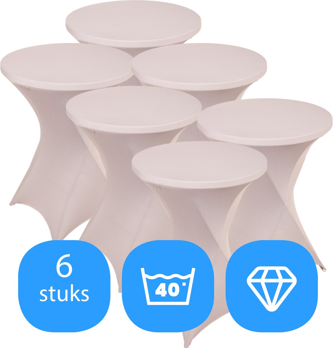 Statafelrok Licht Grijs x 6 – ∅80-85 x 110 cm – Stretch 6 stuks – Tafelrok voor Statafel – Geschikt voor Horeca Evenementen | Sta Tafel Hoes | Staantafelhoes | Cocktailparty | Trouwerij