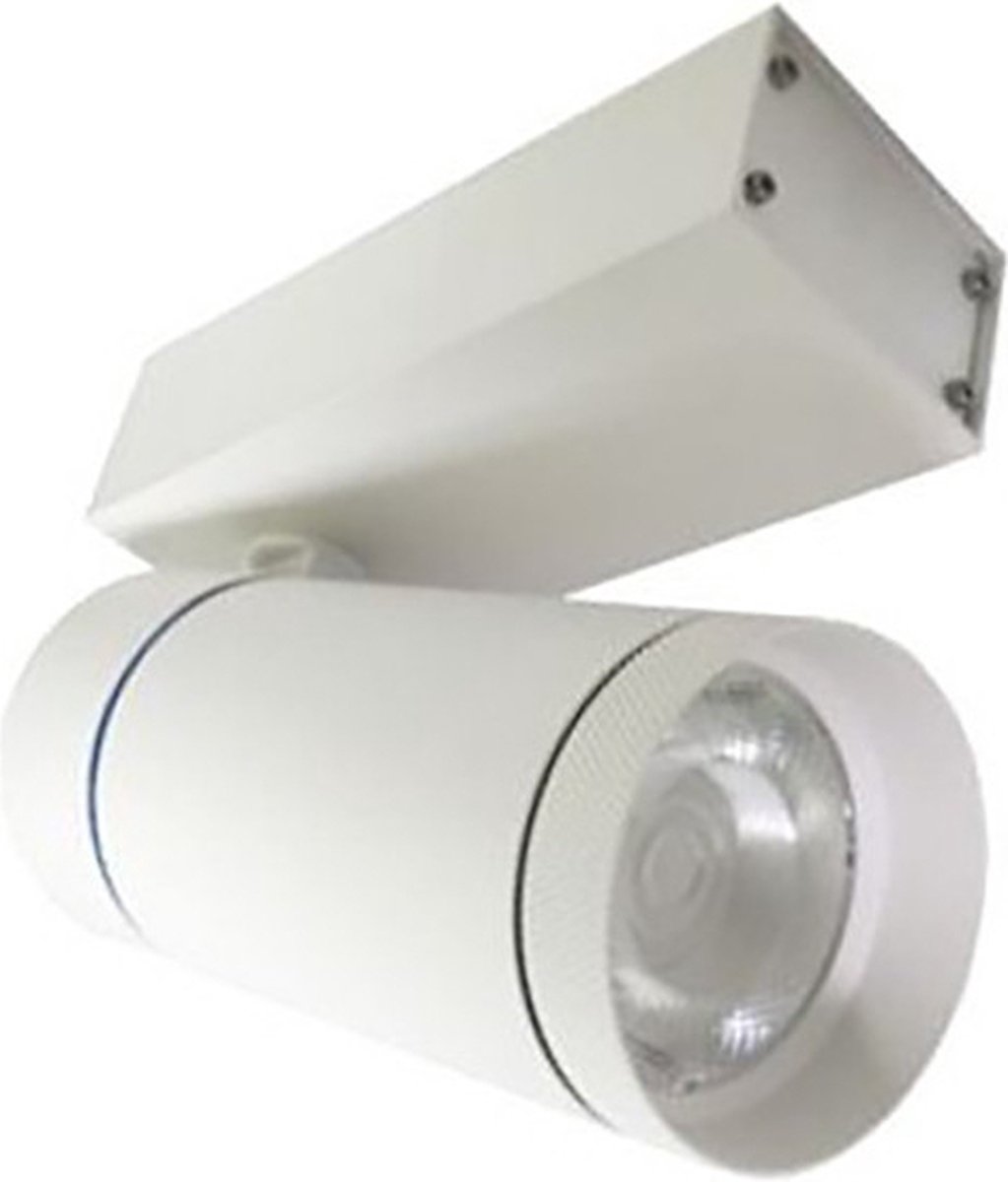 LED Railverlichting - Track Spot - Oficto - 30W 1 Fase - Rond - Natuurlijk Wit 4000K - Mat Wit Aluminium