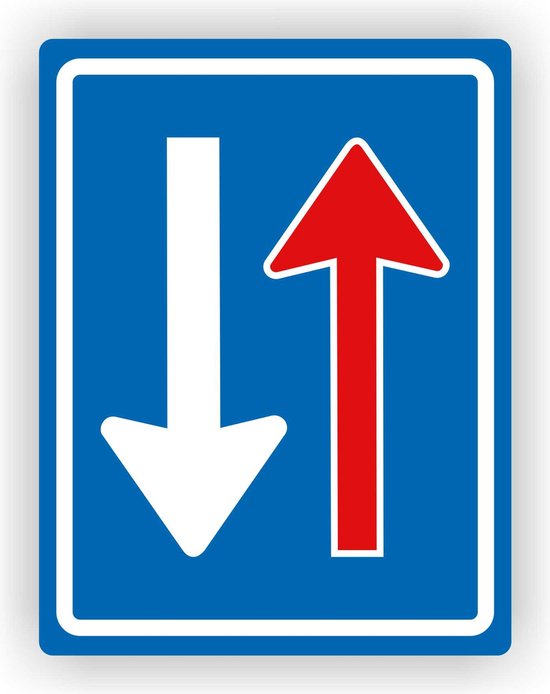 Voorrang op tegemoetkomend verkeer verkeersbord sticker.