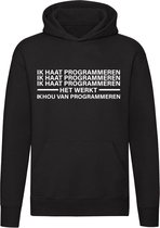 Ik haat en hou van programmeren | computer | pc | programmeur | ontwikkeling | techniek | techno | Unisex | Trui | Hoodie | Sweater | Capuchon | Zwart