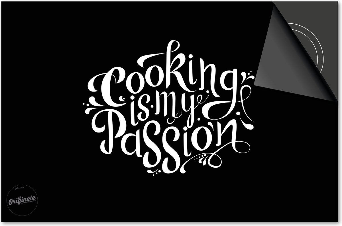 Inductie beschermer 83x51,5 - afdekplaat inductie mat - Dietrix Kookplaat beschermer - DELUXE - Quotes - Cooking is my Passion Zwart