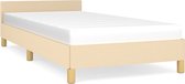 vidaXL - Bedframe - met - hoofdeinde - stof - crèmekleurig - 90x200 - cm