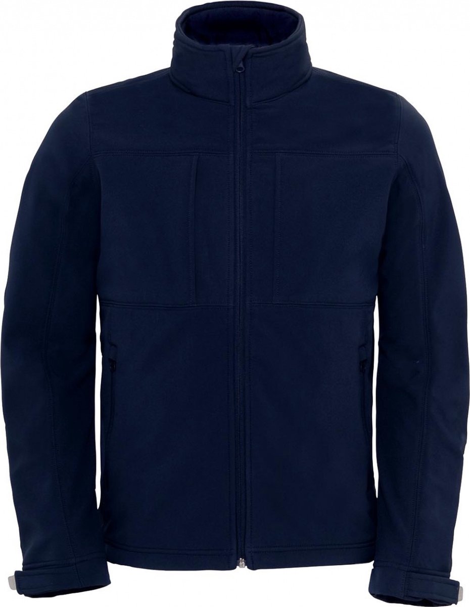 Outdoorjas Hooded Softshell/men met afneembare capuchon B&C Collectie Donkerblauw