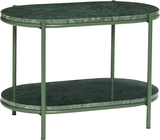 HÜBSCH INTERIOR - Table d'appoint en métal vert NUSA avec plateau en marbre - 58x34xh40cm