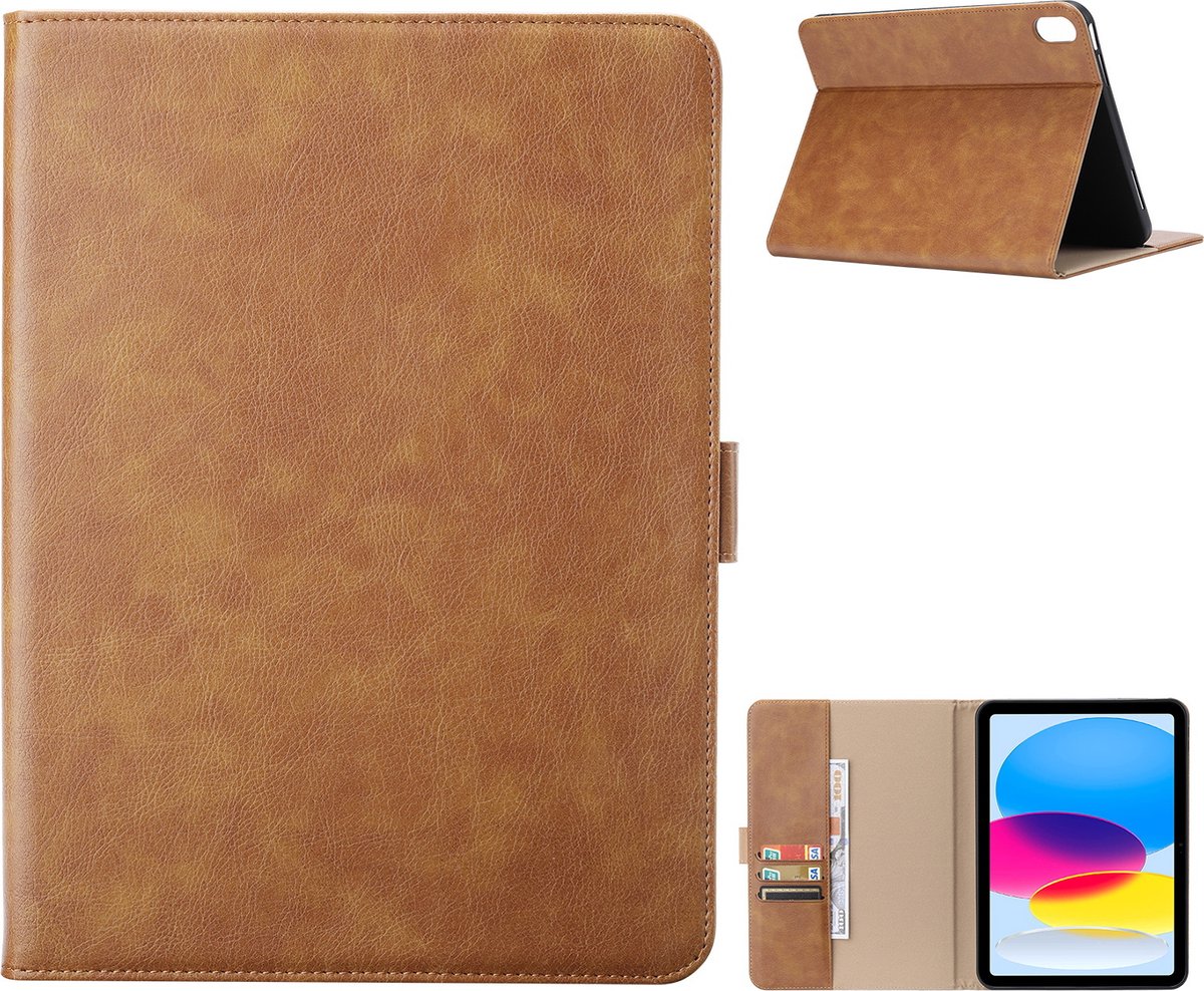 iPad 2022 hoes iPad 10e Generatie (10.9 inch) Hoes Premium Luxe Leren bookcase Bruin