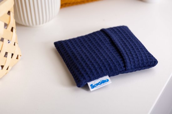 Sensillo Baby Premium Kersenpittenzak Wafel - 100% katoen - Kruik gevuld met Kersenpitten - 13 cm x 16 cm - Donkerblauw — afbeelding 4