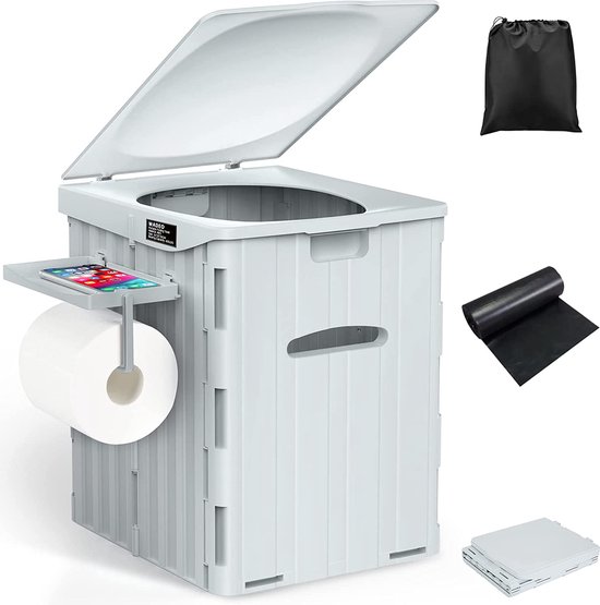 Campingtoilet – Draagbaar, Opvouwbaar, Chemievrij, Met 20 Bio-zakken En 2 PU-zitkussens, Mintgroen