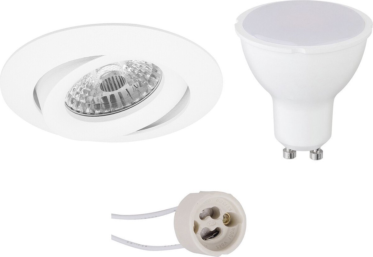 GU10 Inbouwspot Set - Mat Wit - Inbouw Rond - Kantelbaar - Proma Uranio Pro - 4W - Warm Wit 3000K - Ø82mm