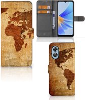 Telefoonhoesje OPPO A17 Wallet Bookcase Wereldkaart