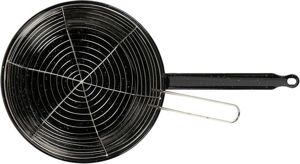Koekenpan met mandje Vaello Zwart Geëmailleerd Staal (Ø 24 cm)