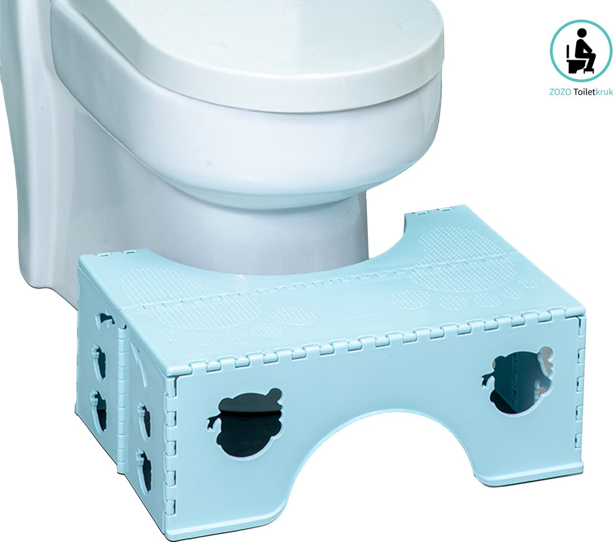 ZOZO ToiletSquat® - WC krukje - Pottyopstapje - Opstapkrukje - Squatty WC kruk - Opvouwbaar - Blauw - Anti-slip - 40X30X18CM - Zozo