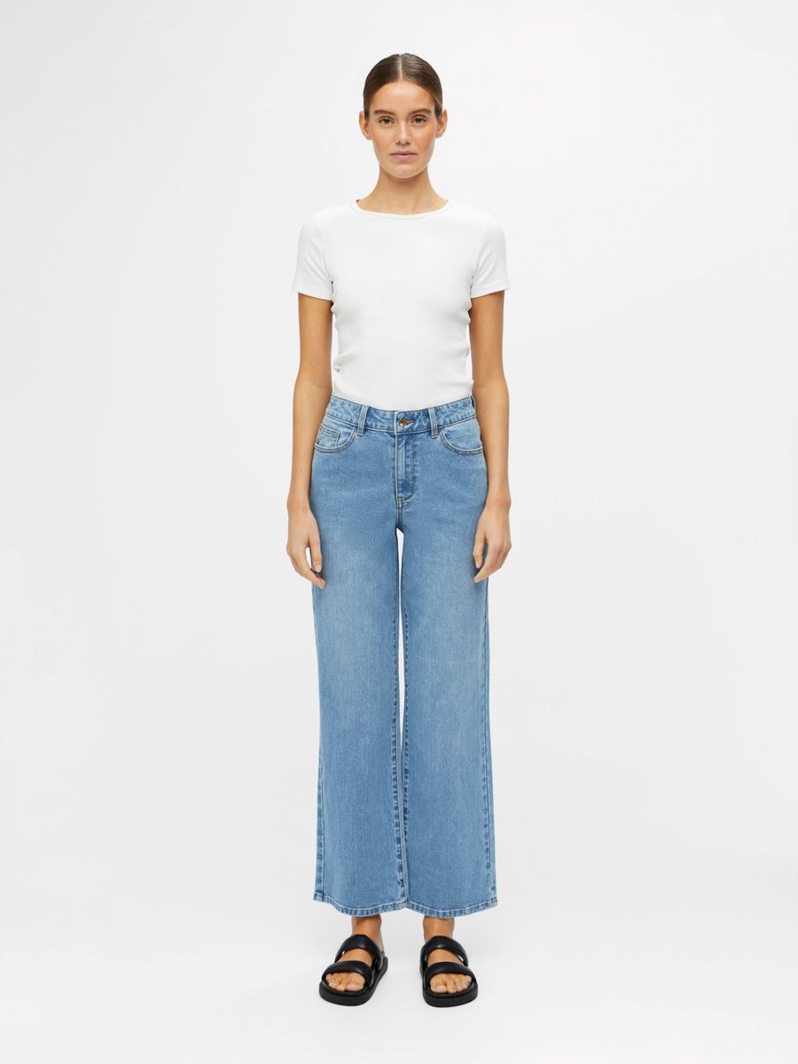 Object Jeans Objmarina Mw Denim Jeans Noos 23037483 Light Blue Demin Dames Maat - XS