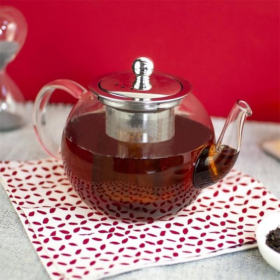 Théière en verre résistant à la chaleur, avec infuseur à thé en inox -  Boutique de la Cuisine