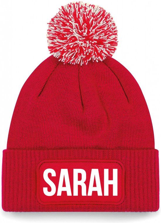 Bellatio Decorations Sarah avec pompon - unisexe - taille unique - Rouge - bonnet d'hiver