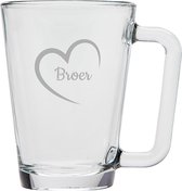 Gegraveerde theeglas 26cl Broer met hartje