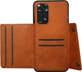 ADEL Kunstleren Back Cover Pasjeshouder Hoesje Geschikt voor Xiaomi Redmi Note 11s/ 11 - Bruin