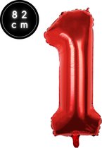 Cijfer Ballonnen - Nummer 1 - Rood - 82 cm - Helium Ballon - Fienosa