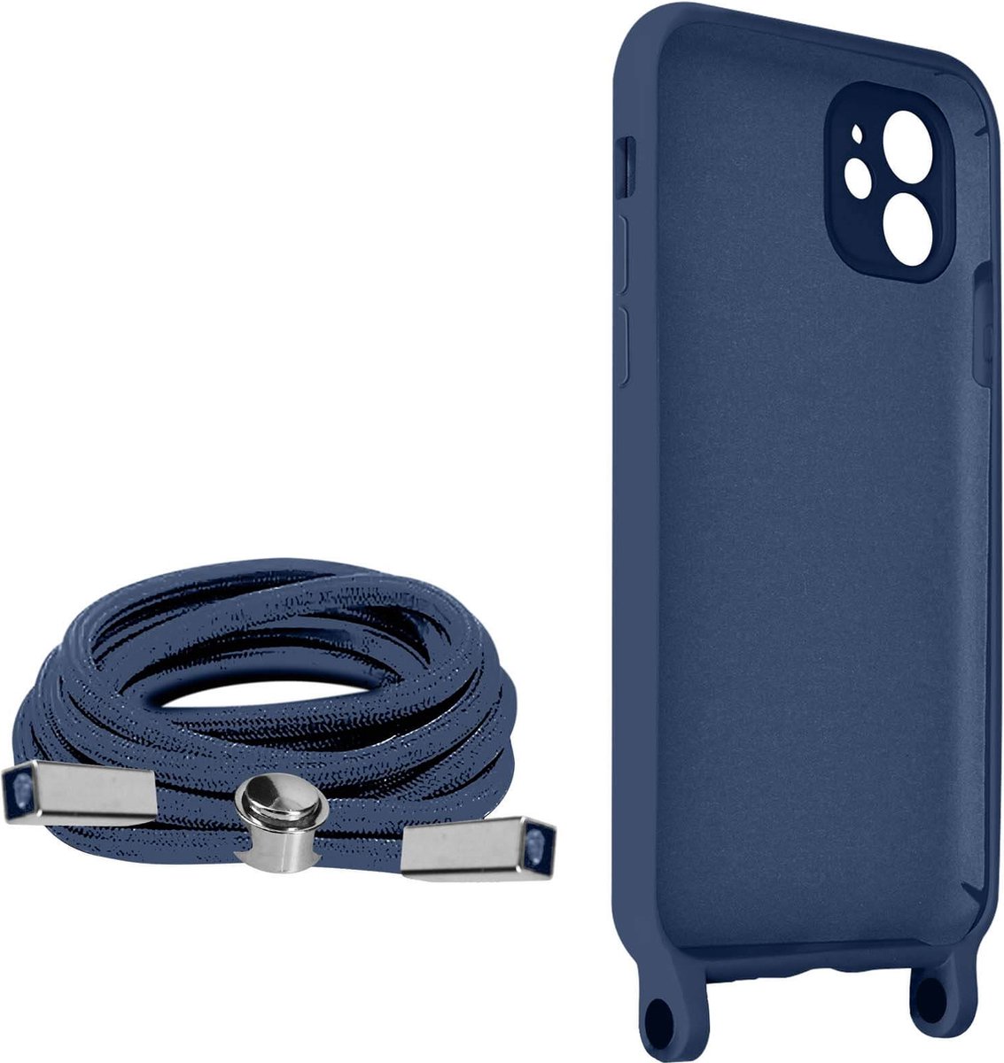 Geschikt voor Apple iPhone 11 Koord Hoesje Semi-rigide Nekkoord 80cm blauw